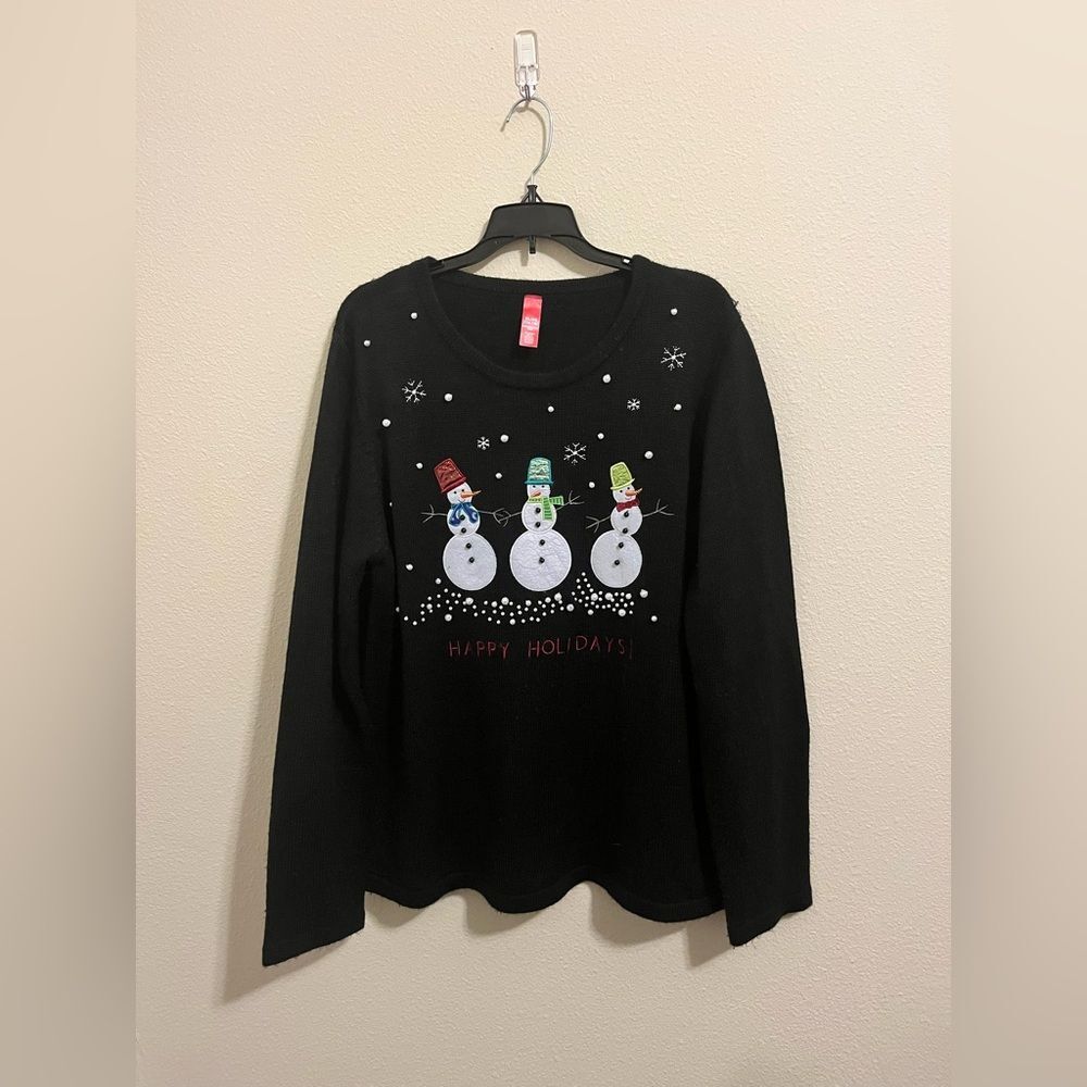 Black Holiday Snowman Sweater